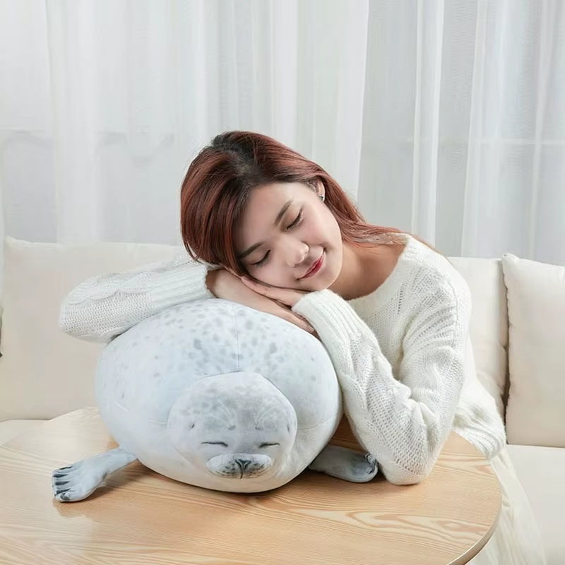 Angry Blob Seal Pillow Chubby 3D Novelty Sea Lion Doll Plush Stuffed Toy Baby Sleeping Throw Pillow Gifts