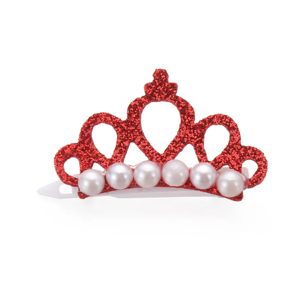 Pet Small Dogs Cat Faux Pearl Crown Shape Bows Hair Clips Head Decoration for Pets Puppy Hairpins Decor Grooming Accessoires